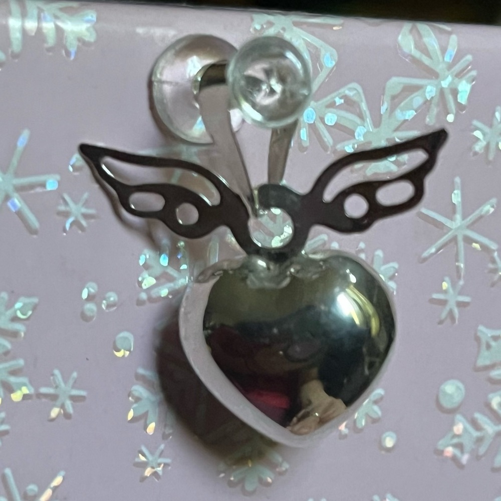 Silver Heart Winged Pendant